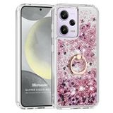 Microsonic Xiaomi Redmi Note 12 Pro Plus 5G için Kılıf Glitter Liquid Holder Pembe [Redmi Note 12 Pro+ 5G ile Uyumlu Kılıf - Pembe]