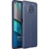 Microsonic Xiaomi Redmi Note 9 5G Deri Dokulu Silikon Lacivert Cep Telefonu Kılıfı