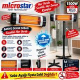 Microstar 1500W Banyo Duvar Sobası - Suya ve Neme Dayanıklı Quartz Infrared Isıtıcı 50 cm Sıva Üstü / Duvar Montaj Aparatlı) Termostatlı Isıtıcı (Ayak Hariç) - 1500 W