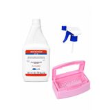 MICROVEM DEZENFEKTAN SIVI 1 L VE ÇİFT BÖLMELİ PEMBE STERİLİZASYON KUTU SETİ