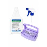 MICROVEM SPRAY DEZENFEKTAN SIVI 1 LT VE ÇİFT BÖLMELİ MOR STERİLİZASYON KUTU SETİ