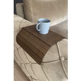 MicroWood Koltuk Tepsisi, Kolçak Tepsisi, Yan sehpa, Gerçek Ahşap (2 Adet, Koyu Ceviz)