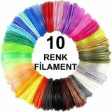 Microzey 3D Kalem Yazıcı İçin 10 Renkli 50 Metre PLA Filament 1.75 mm Çapında Yüksek Kalite
