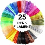 Microzey 3D Kalem Yazıcı Için 25 Renk 250 Metre (25X10 Metre) Pla Filament - Renkli