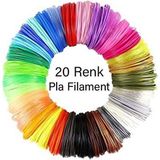 microZey Korob 3D Kalem Yazıcı Için 20 Renk 200 Metre (20 x 100 Metre) Pla Filament - Renkli