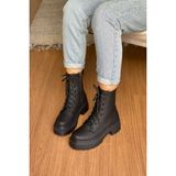 Mida Shoes 6101 Siyah Deri Fermuarlı Kadın Spor Bot