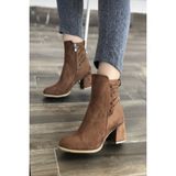 Mida Shoes 630 Taba Süet Fermuarlı Kadın Bot