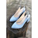 Mida Shoes Bebe Mavi Süet Topuklu Tokalı Ayakkabı
