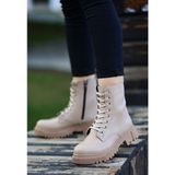 Mida Shoes Boan Bria Nude Deri Kadın Bot - Ten