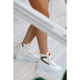 Mida Shoes Erbpone Beyaz Turuncu Deri lı Kadın Spor Bot