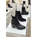 Mida Shoes Kkovboy Siyah Deri Lastikli Kadın Bot