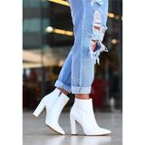 Mida Shoes Loora Beyaz Deri Topuklu Kadın Bot