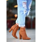 Mida Shoes Loora Taba Süet Topuklu Kadın Bot