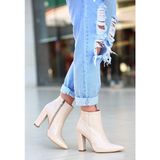 Mida Shoes Loora Ten Rugan Desenli Topuklu Kadın Bot