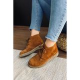 Mida Shoes RVT01 Hakiki Deri Bağcıklı Tarçın Süet Kadın Bot