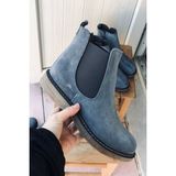 Mida Shoes RVT03 Hakiki Deri Lastikli Gri Süet Koyu Kadın Bot