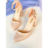 Mida Shoes Ten Deri Bantlı Topuklu Ayakkabı