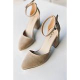 Mida Shoes Ten Süet Bantlı Topuklu Ayakkabı
