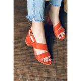 Mida Shoes Turuncu Süet Bilekten Tokalı Topuklu Ayakkabı
