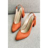 Mida Shoes Turuncu Süet Topuklu Tokalı Ayakkabı