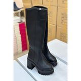Mida Shoes Vani Siyah Deri Topuklu Kadın Çizme