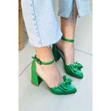 Mida Shoes Y107 Yeşili Deri Topuklu Ayakkabı