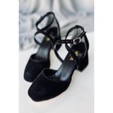 Mida Shoes Y191 Siyah Süet Topuklu Ayakkabı