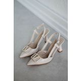 Mida Shoes Y3033 Ten Deri Tokalı Kadın Topuklu Ayakkabı