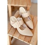 Mida Shoes Ylazy Ten Deri Lazer Kesim Hava Alan Kadın Topuklu Ayakkabı