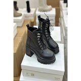 Mida Shoes Zelda Siyah Deri Bağcıklı Kadın Bot - Siyah Süet