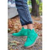 Mida Shoes Zeon Yeşil Süet Bağcıklı Kadın Bot - Koyu Yeşil