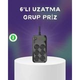 Midas Toptan Home 6 Prizli Çoklu Uzatma Kablosu USB Type-C Hızlı Şarj Termal Koruma - Çok Renkli