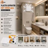 Midas Toptan Plastik Aspiratör 100 Beyaz Banyo Tuvalet Havalandırma Aspiratörü 12W EBT-100SB BX40 Midas - Çok Renkli