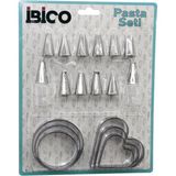 MidasTech 20PCS Pasta Süsleme Uç Seti= 12-Metal Kurabiye Kalıp Metal=3-Kalp - 3-Yuvarlak 2-Uç Tutucu Pls.