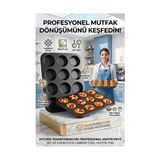 MidasTech 2'li Set 12'li Muffin Kalıbı | Karbon Çelik Yanmaz Yapışmaz Cupcake & Kek Pişirme Tepsisi 7231 - Çok Renkli