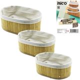 MidasTech 3 Boy Oval Bambu Kenar Organizer Sepet Ahşap Altlık - Bezli 13X22-16X26-20X30CM (4887) Midaste