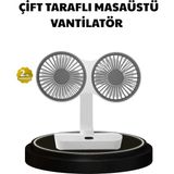MidasTech 720° Dönebilen Çift Başlıklı USB Şarjlı Masaüstü Vantilatör – Sessiz ve Güçlü Serinl - Çok Renkli