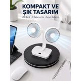 MidasTech 720° Döner Çift Taraflı Masaüstü Vantilatör – USB Şarjlı Sessiz Fan Midiastech - Renkli