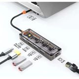 MidasTech Ally 5in1 Type-C To Usb3.0 + Usb2.0 + Type-C Pd 100W + HDMI + Ethernet Çoğaltıcı Transparan Hub-