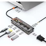 MidasTech Ally 6in1 Type-C To Usb3.0 + Usb2.0 + Type-C Pd 100W + HDMI + VGA + 3.5mm Çoğaltıc Transparanı