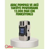 MidasTech Araç Akü Takviye Cihazı ve Lastik Şişirme Pompası 12.000 Mah Midiastech