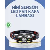 MidasTech El Sensörlü LED Far Suya Dayanıklı Şarjlı Kafa Lambası Midiastech