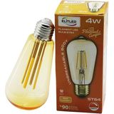 MidasTech Elitled St-64 4W - E27 Gold Color Flament LED Rustik Ampul 500LUMEN Kırılmaz Gövde (4887) Midaste
