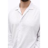 MidasTech Erkek Aerobin Kumaş Oversize 4 Mevsim Uzun Kollu Rahat Kalıp Gömlek - Beyaz - 2XL