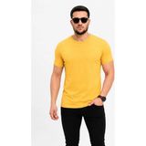 MidasTech Erkek Basic Tişört Bisiklet Yaka Kısa Kol Günlük Yazlık Slim Fit T-Shirt - Sarı