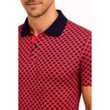 MidasTech Erkek Pike Kumaş Polo Yaka Desenli Tişört Kısa Kol Yazlık T-Shirt - Kırmızı - 2XL