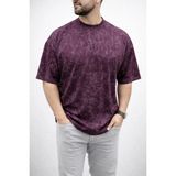 MidasTech Erkek Premium Tişört Osy Yumuşak Dokulu Yıkamalı Oversize T-Shirt - Bordo - XL
