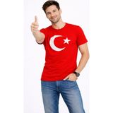 MidasTech Erkek T-Shirt Kısa Kol Bisiklet Yaka Ay Yıldız Bayrak Baskılı Tişört - Kırmızı - XL