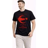 MidasTech Erkek Türkiye Ay Yıldız Baskılı Taraftar Forma T-Shirt - Siyah