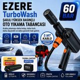 MidasTech Ezere Turbowash Şarjlı 60 Bar Yüksek Basınçlı Oto Araba Bahçe Yıkama ve Temizleme Tabancası